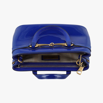 Gucci Bright Bit Blue Patent Messenger Bag — view 8