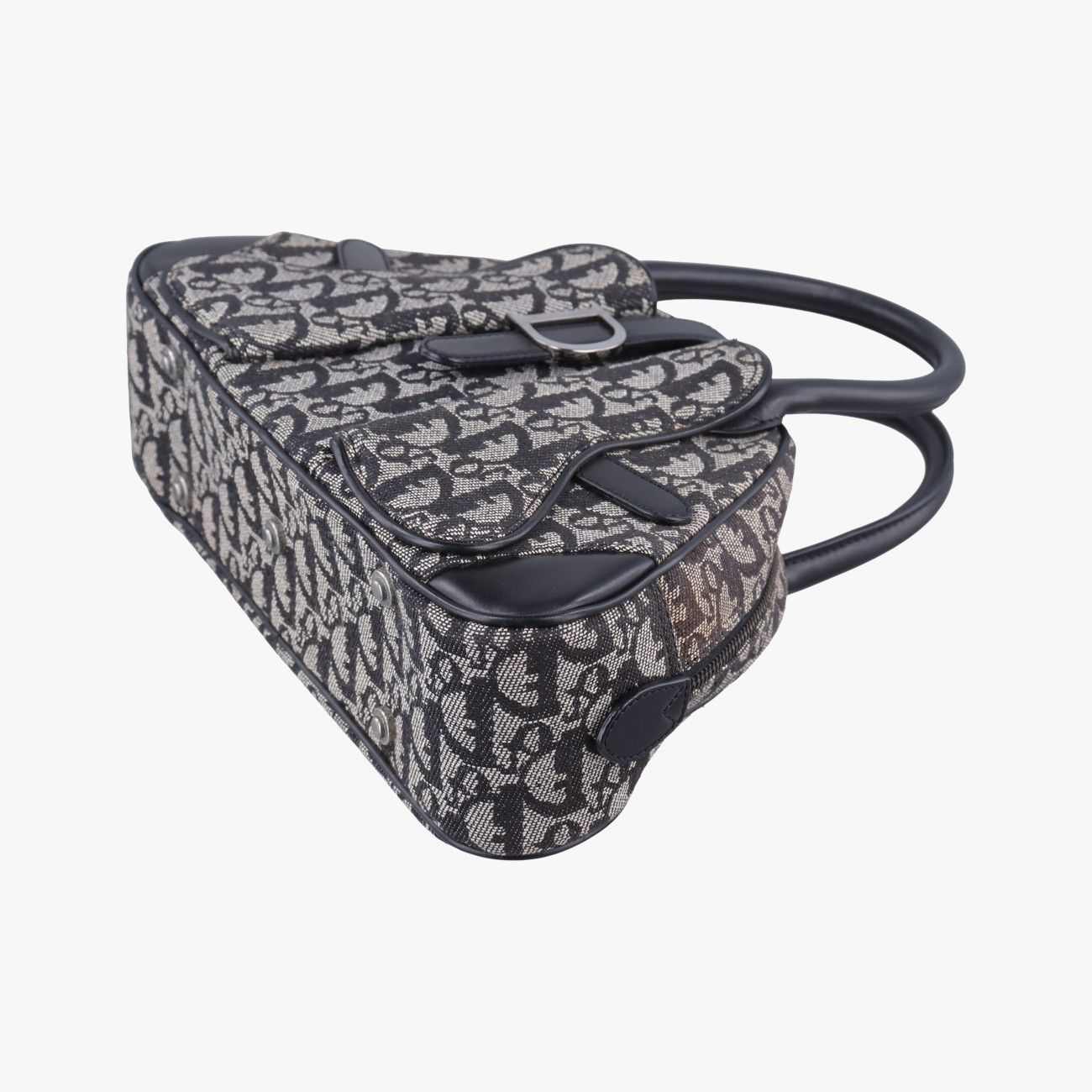 Dior Double Saddle Bag Navy Jacquard Leather PZ — view 4