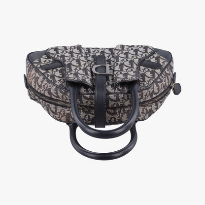 Dior Double Saddle Bag Navy Jacquard Leather PZ — view 8
