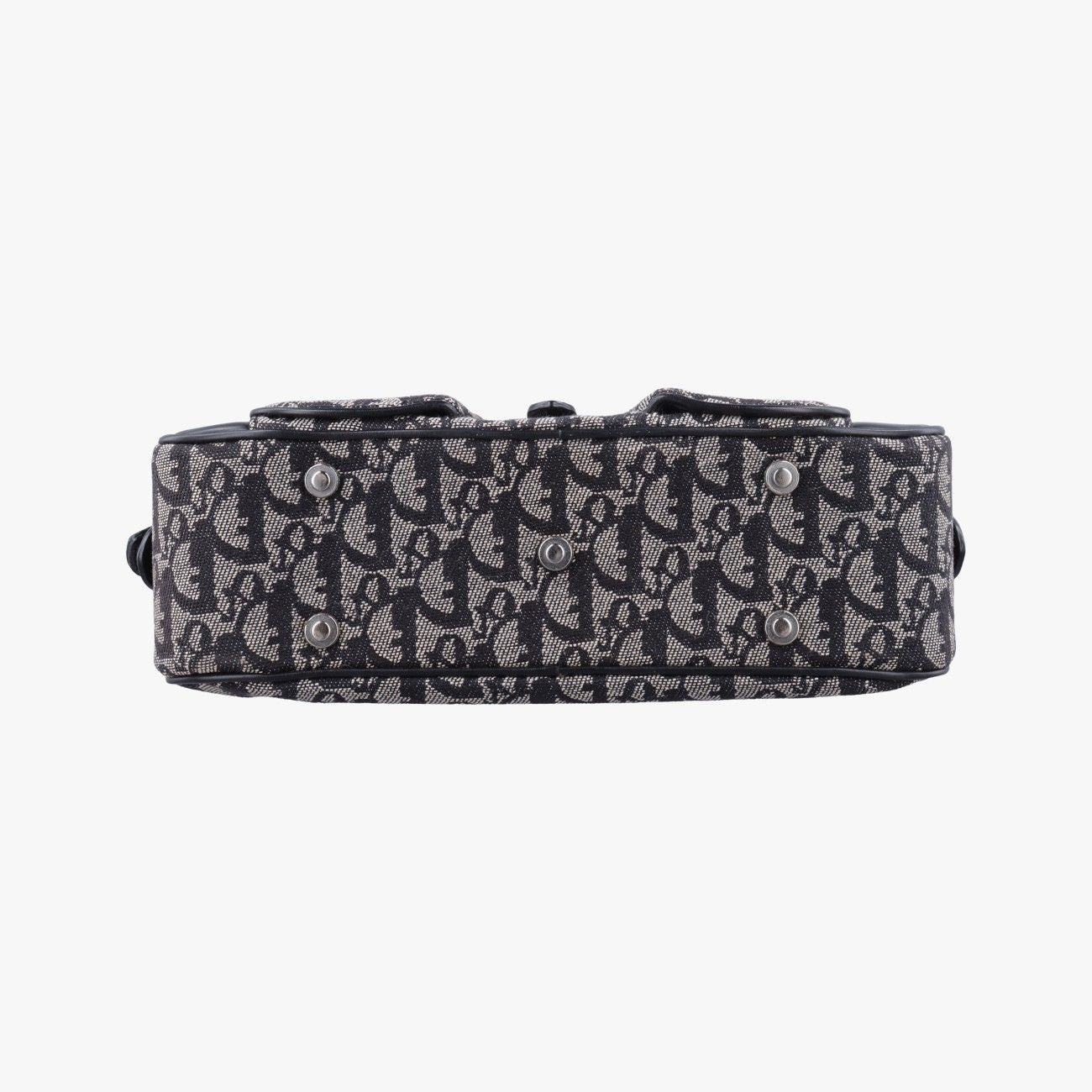 Dior Double Saddle Bag Navy Jacquard Leather PZ — view 3