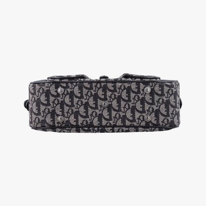 Dior Double Saddle Bag Navy Jacquard Leather PZ — view 3