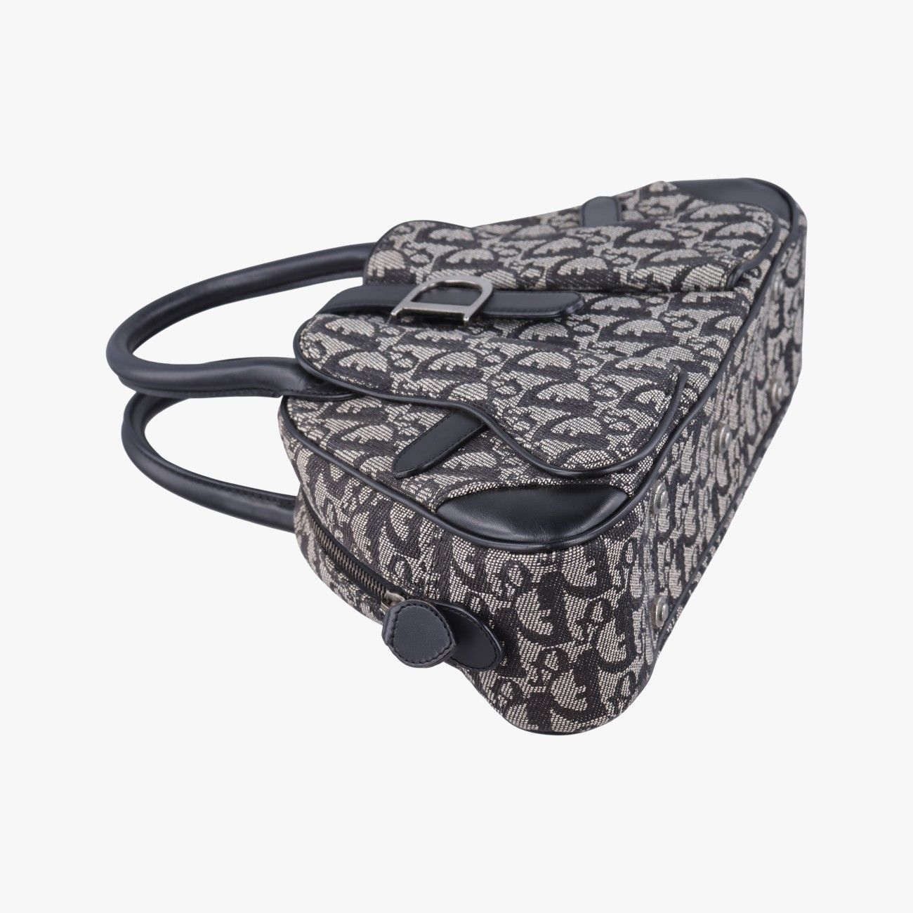 Dior Double Saddle Bag Navy Jacquard Leather PZ — view 5