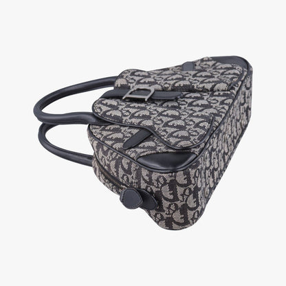Dior Double Saddle Bag Navy Jacquard Leather PZ — view 5