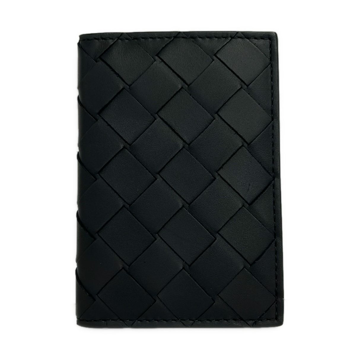 Bottega Veneta Card Case Maxi Intrecciato Black Leather