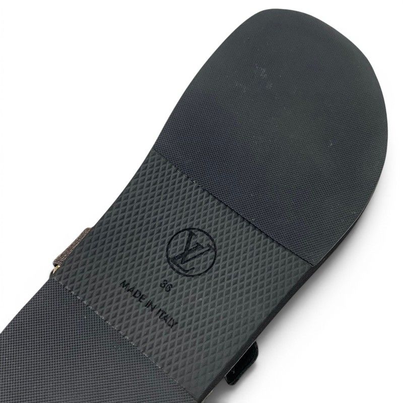 Louis Vuitton Sunset Line Monogram Sandals Shoes Leather Brown Black LV Logo — view 8