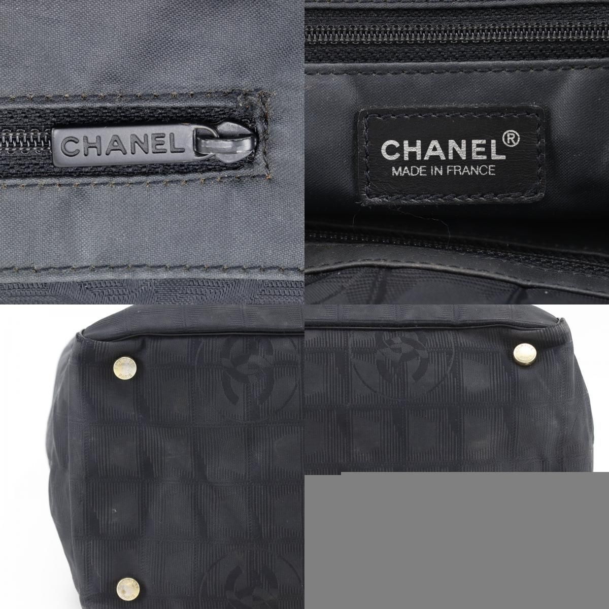 Chanel New Travel Line Tote MM Nylon Canvas Black — view 9