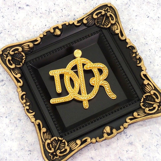 Dior Emblem Logo Vintage Brooch Metal Gold