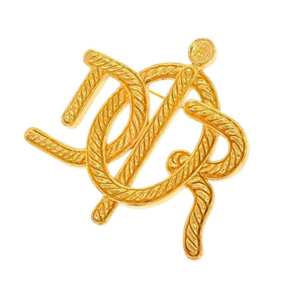 Dior Emblem Logo Vintage Brooch Metal Gold — view 3