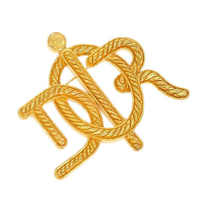 Dior Emblem Logo Vintage Brooch Metal Gold — view 4