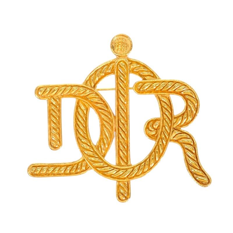 Dior Emblem Logo Vintage Brooch Metal Gold — view 2