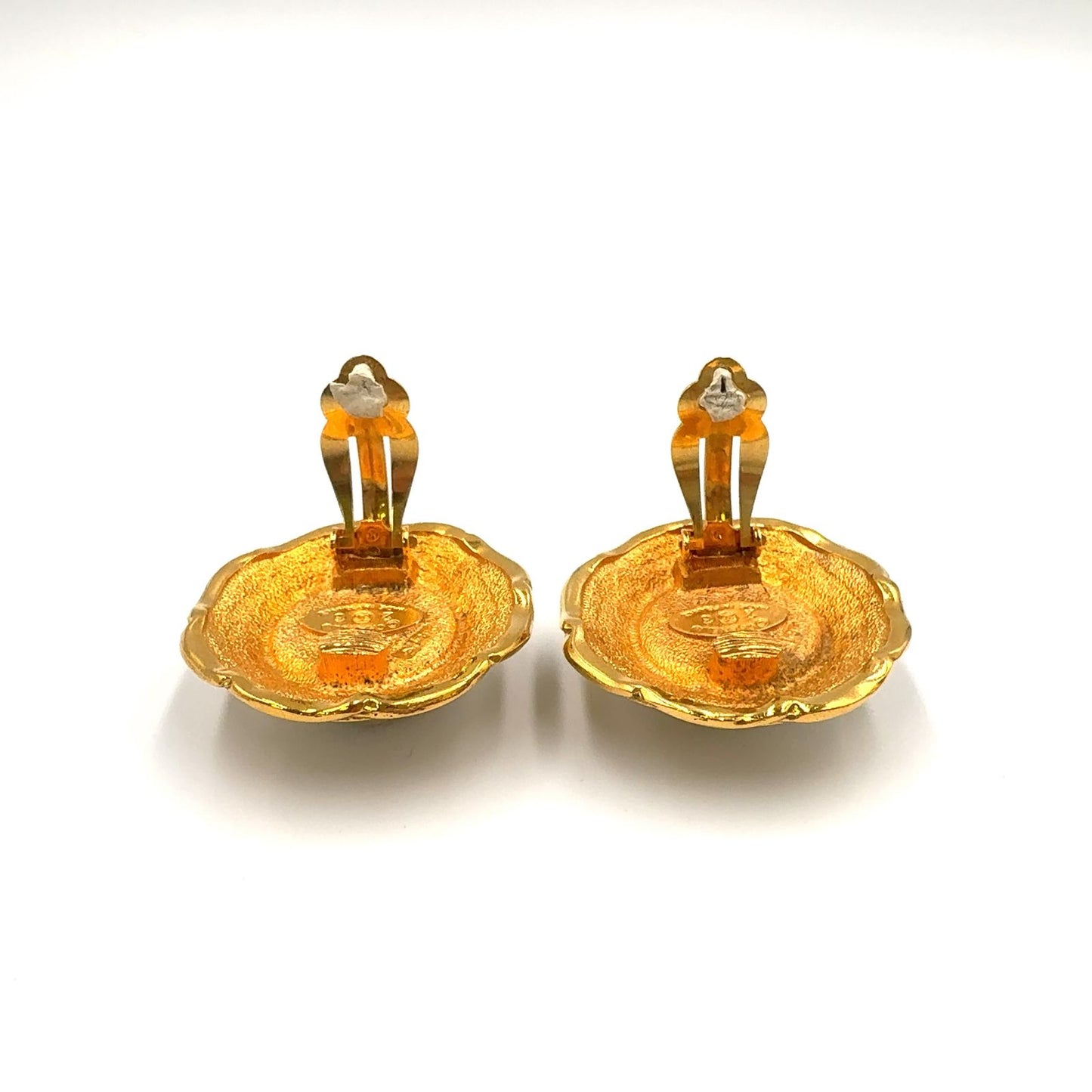 Chanel Vintage Faux Pearl Round Off White Gold Earrings — view 5