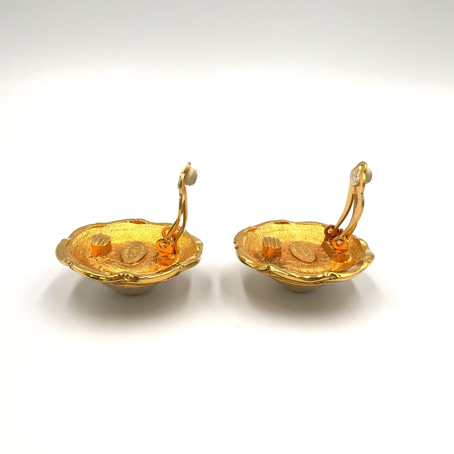 Chanel Vintage Faux Pearl Round Off White Gold Earrings — view 6