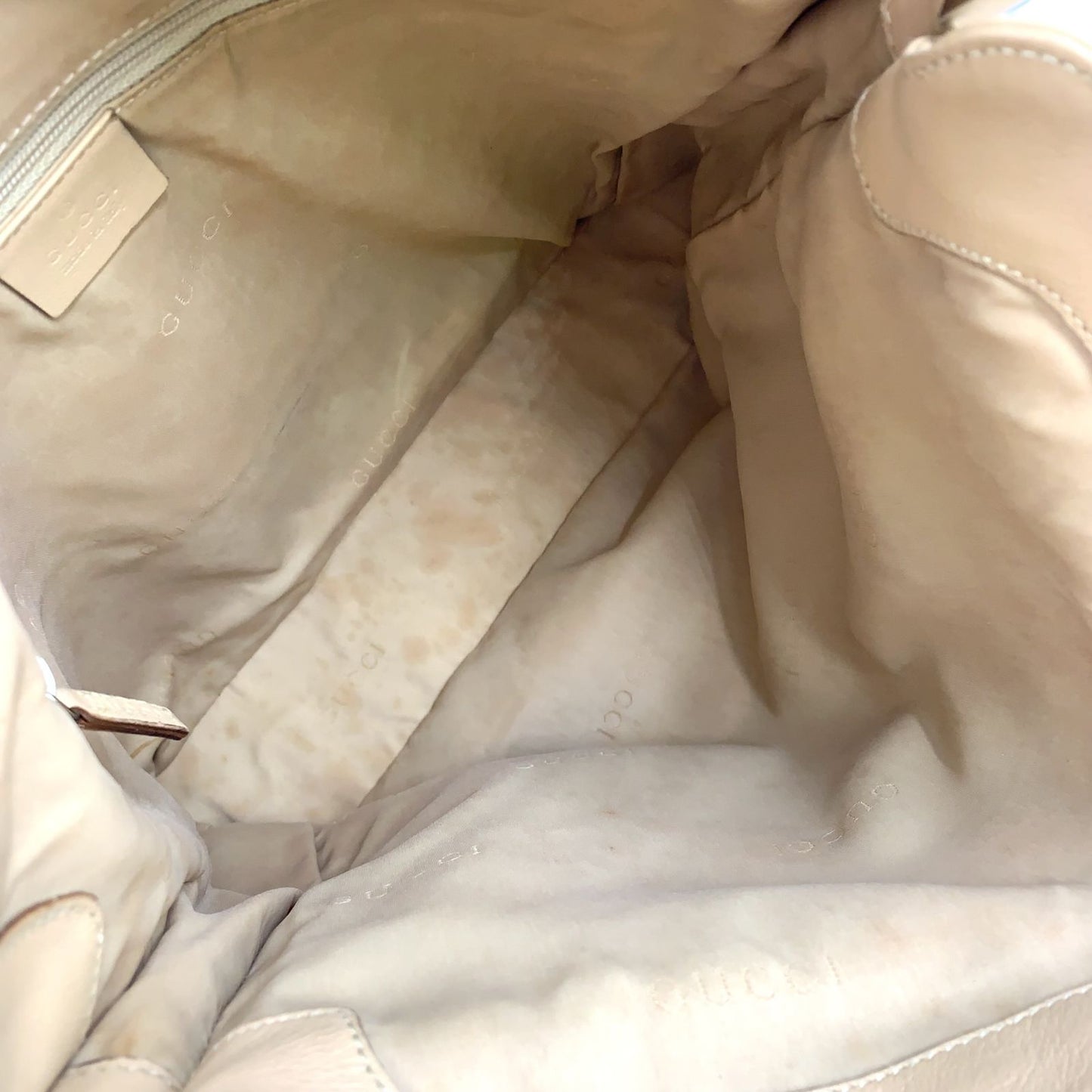 Gucci Jackie Logo Leather Beige Shoulder Bag Silver — view 3