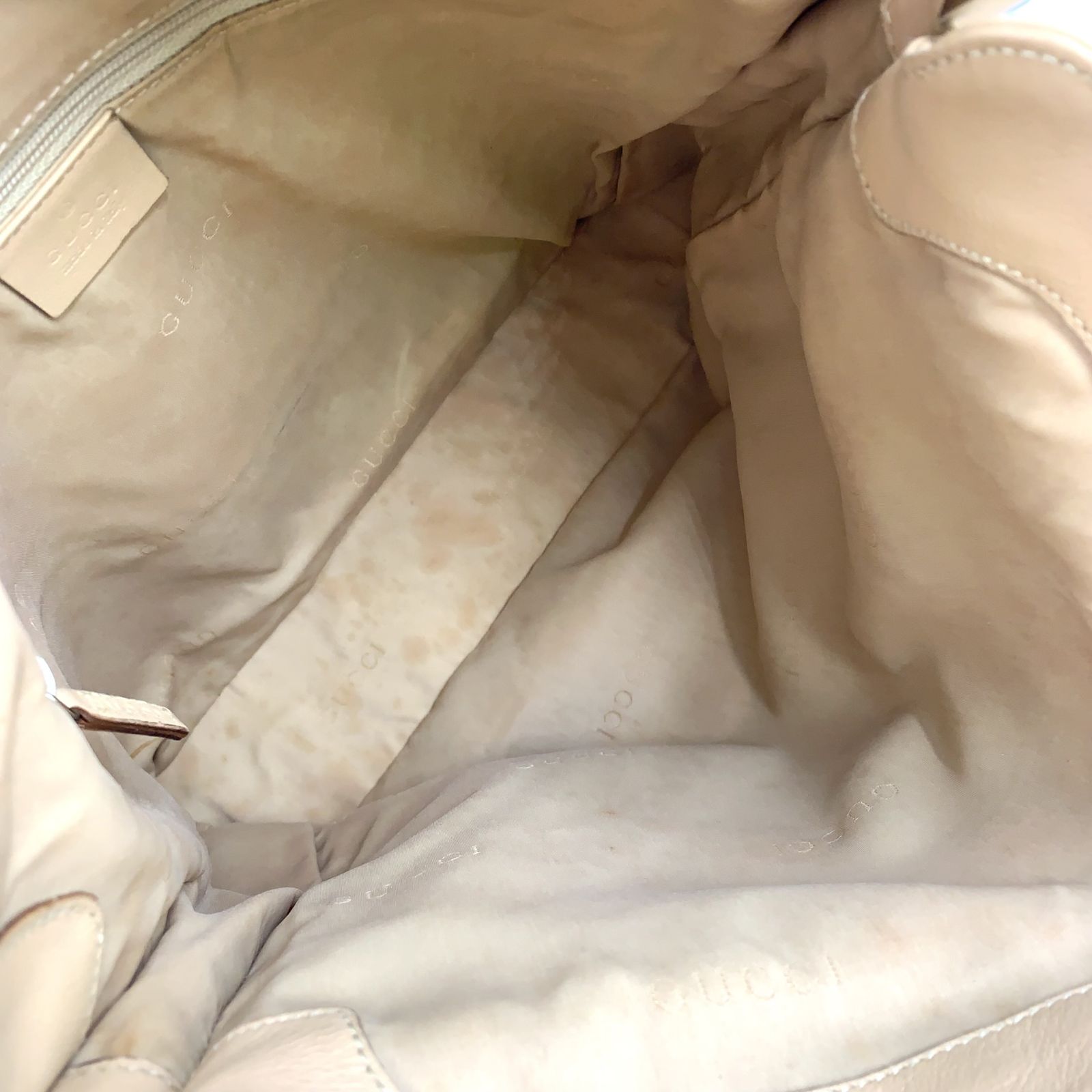 Gucci Jackie Logo Leather Beige Shoulder Bag Silver — view 3