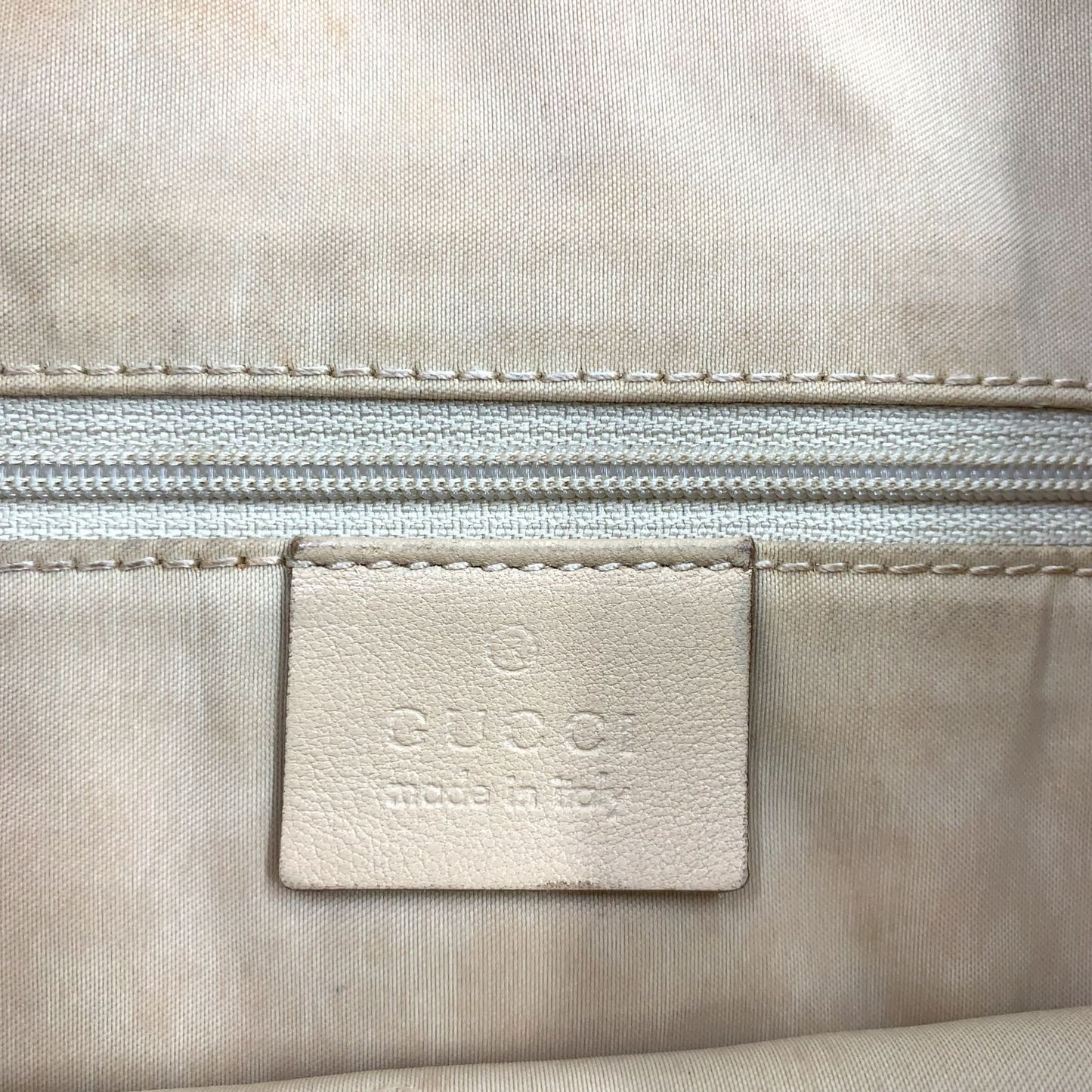 Gucci Jackie Logo Leather Beige Shoulder Bag Silver — view 4