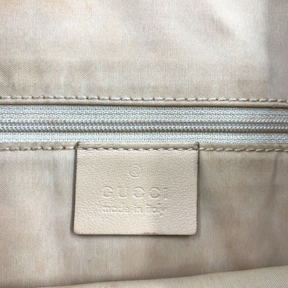 Gucci Jackie Logo Leather Beige Shoulder Bag Silver — view 4