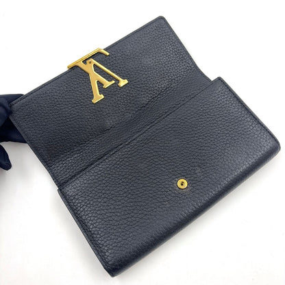 Louis Vuitton Portefeuille Capucines Leather Black Wallet Gold — view 7