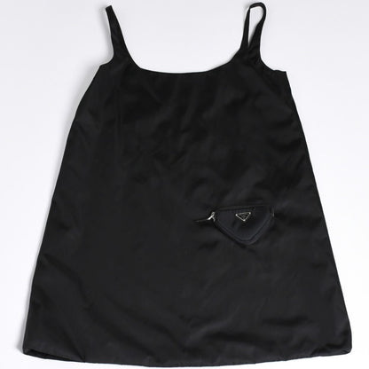 Prada Re-Nylon Sleeveless Dress Triangle Logo Metal Pouch A-Line