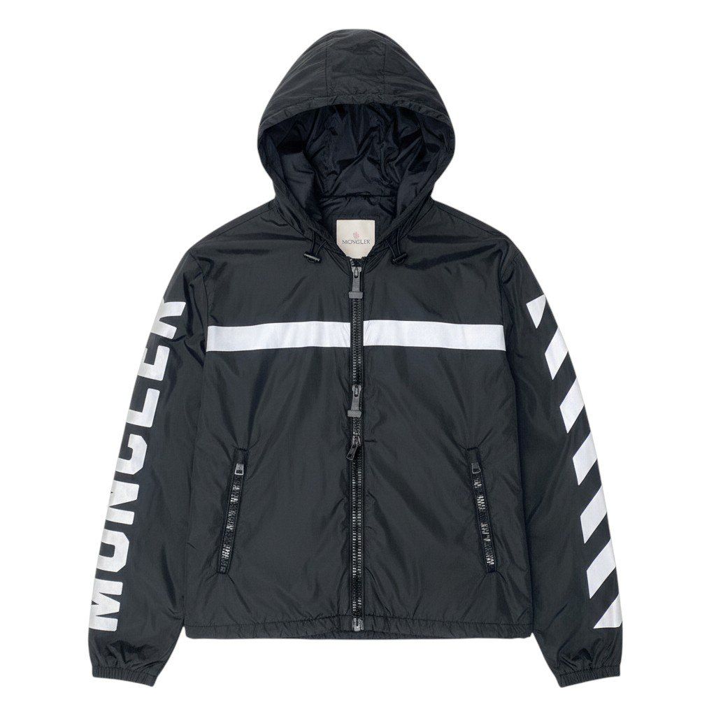 Moncler Off White Collaboration Hoodie Nylon Jacket 5 Sizes Black