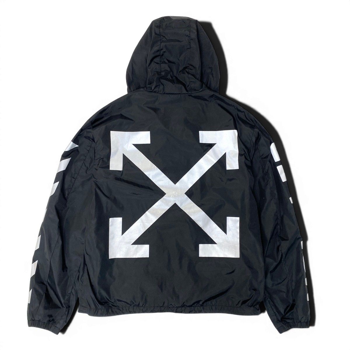 Moncler Off White Collaboration Hoodie Nylon Jacket 5 Sizes Black — view 4