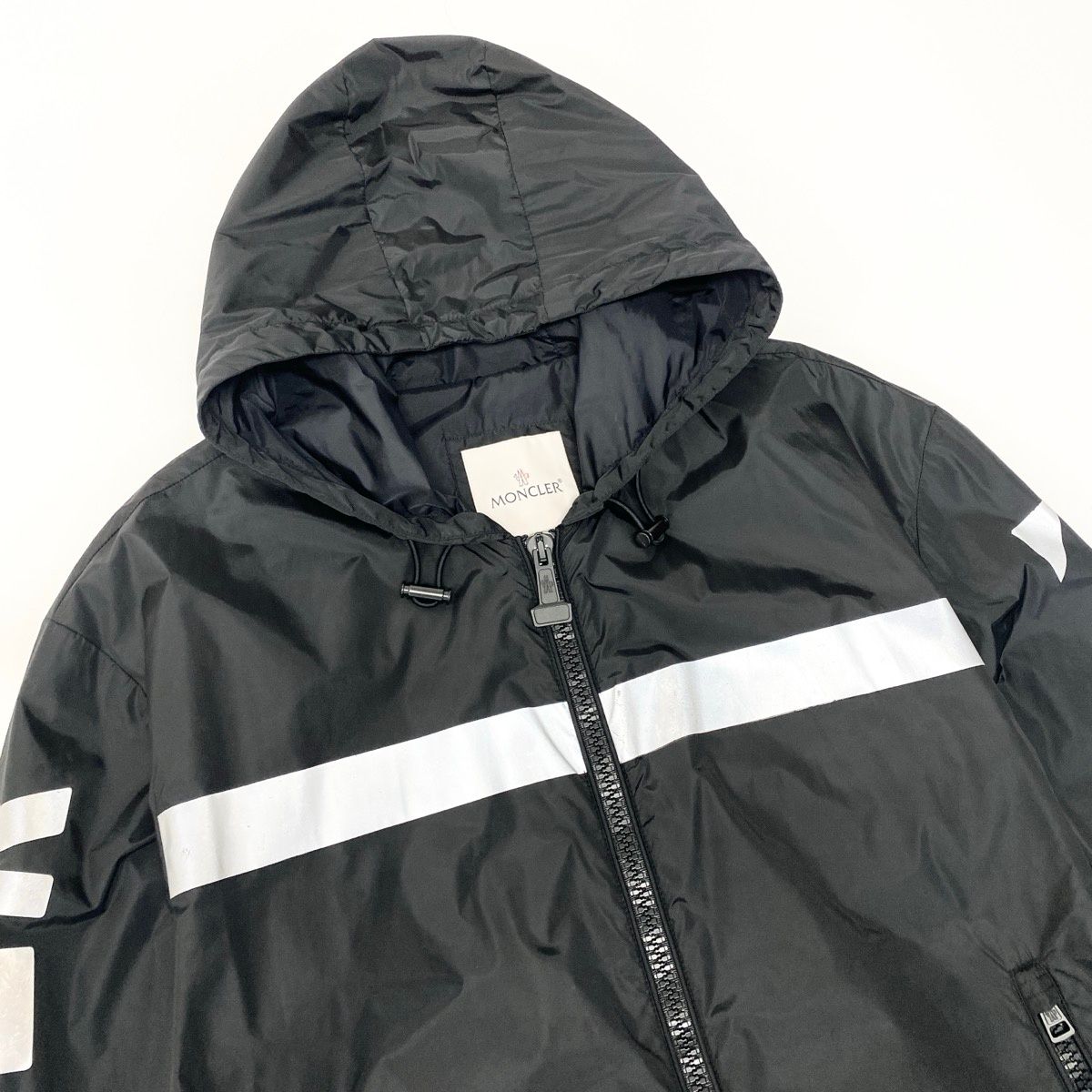 Moncler Off White Collaboration Hoodie Nylon Jacket 5 Sizes Black — view 5