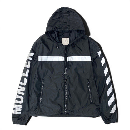 Moncler Off White Collaboration Hoodie Nylon Jacket 5 Sizes Black — view 2