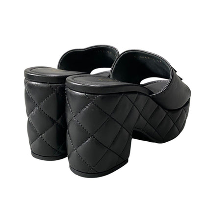 Chanel Medietta Platfo Sandals 37 Black Leather — view 4