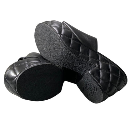 Chanel Medietta Platfo Sandals 37 Black Leather — view 6