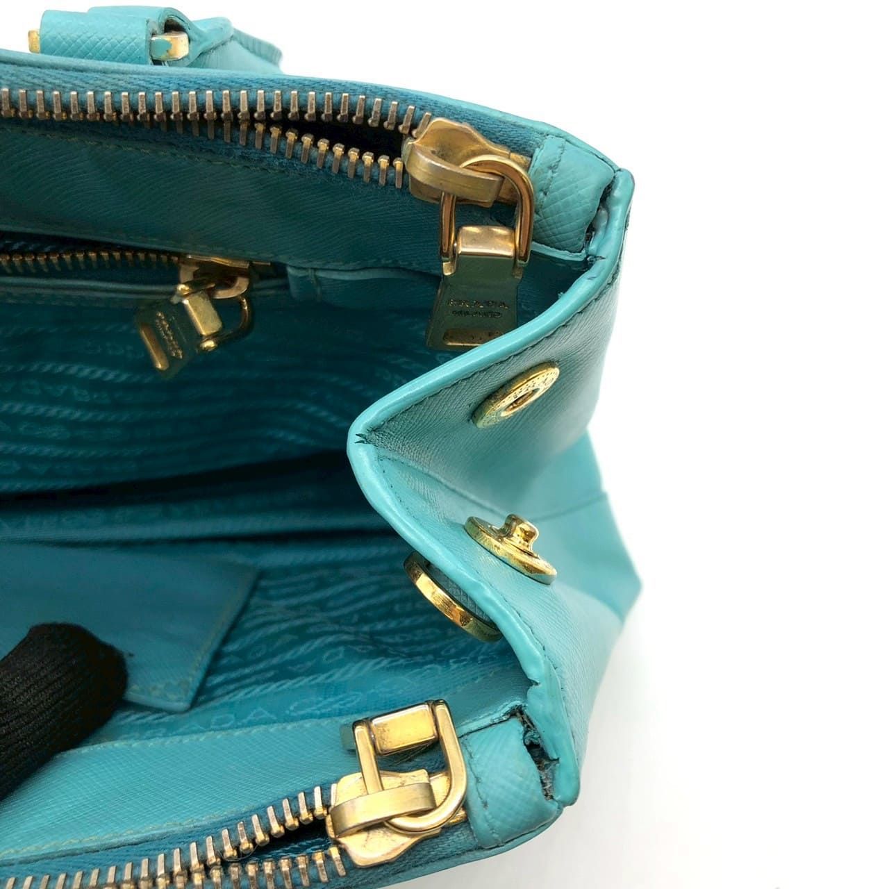 Prada Galleria Handbag Saffiano Leather Turquoise Emerald Green — view 8