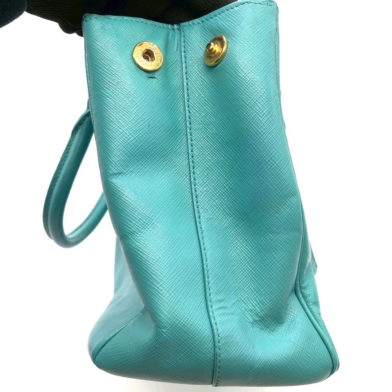 Prada Galleria Handbag Saffiano Leather Turquoise Emerald Green — view 7