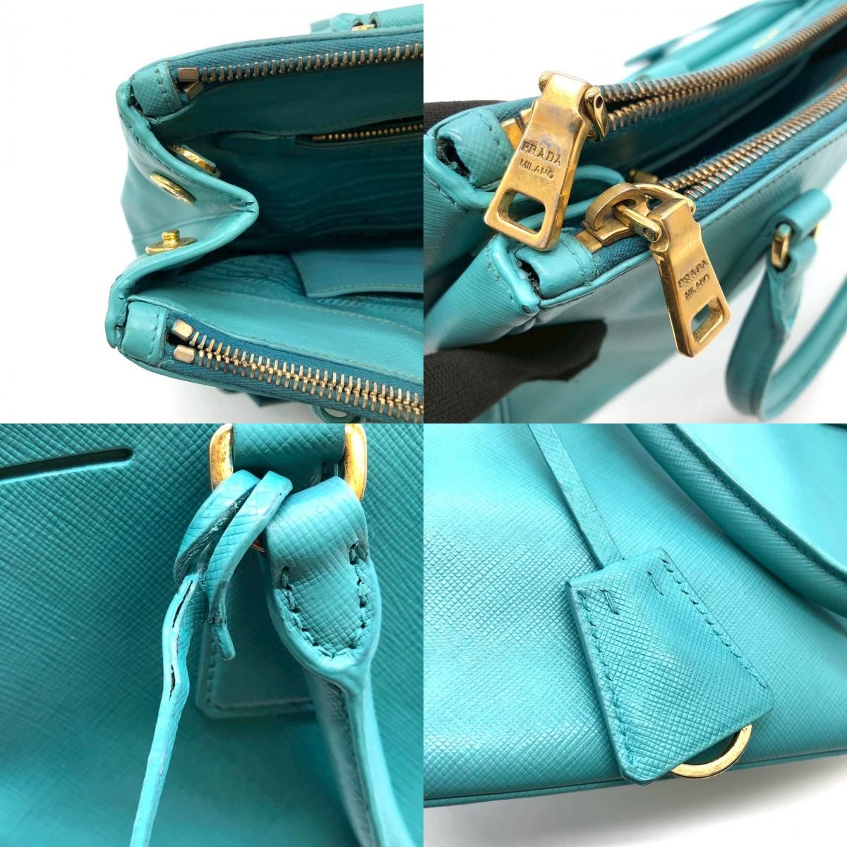 Prada Galleria Handbag Saffiano Leather Turquoise Emerald Green — view 9