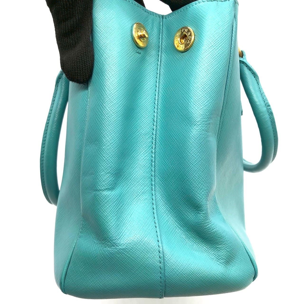 Prada Galleria Handbag Saffiano Leather Turquoise Emerald Green — view 6