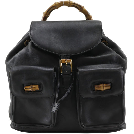 Gucci Bamboo 003 Leather Black Backpack