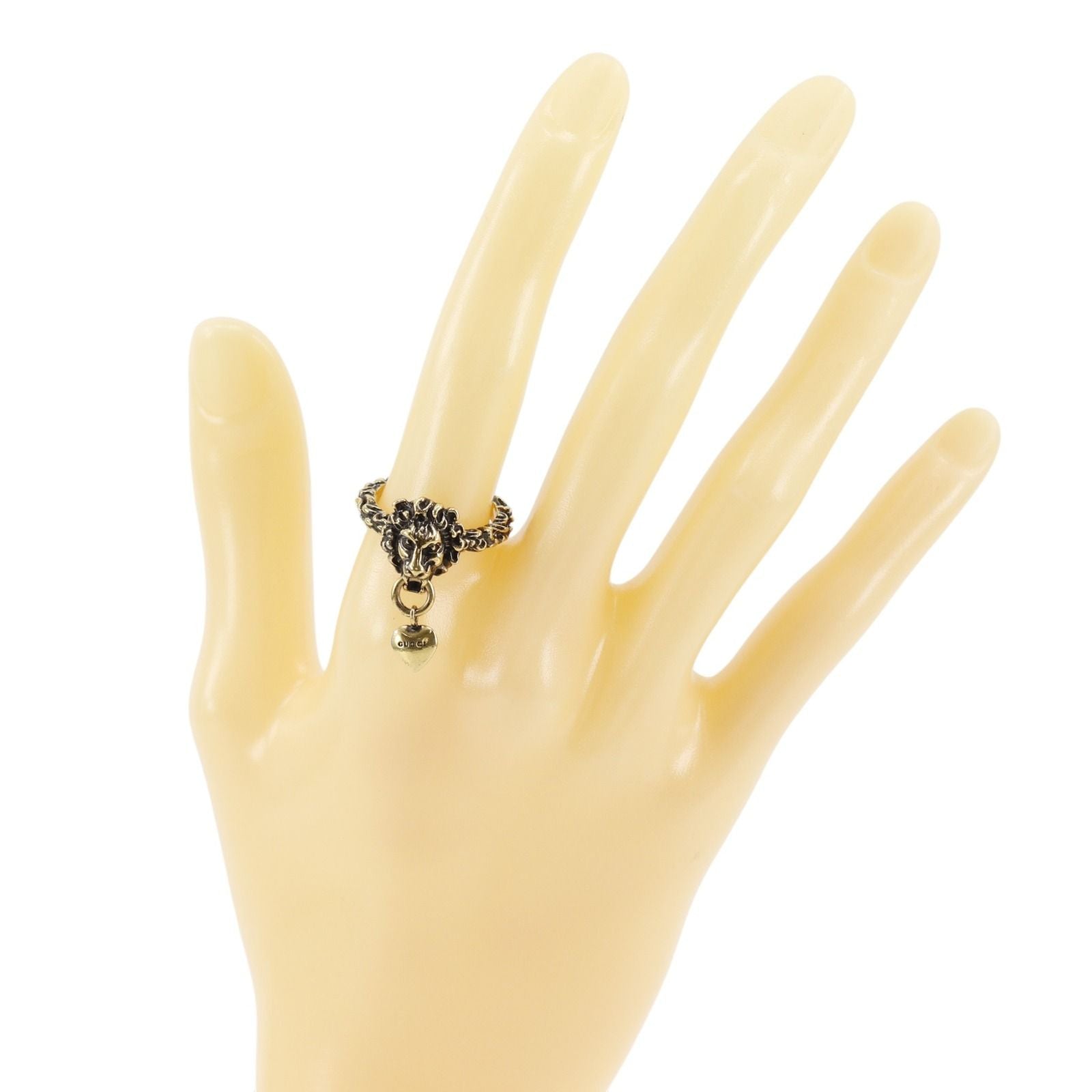 Gucci Lion Head Heart Gold Plated Ring — view 2