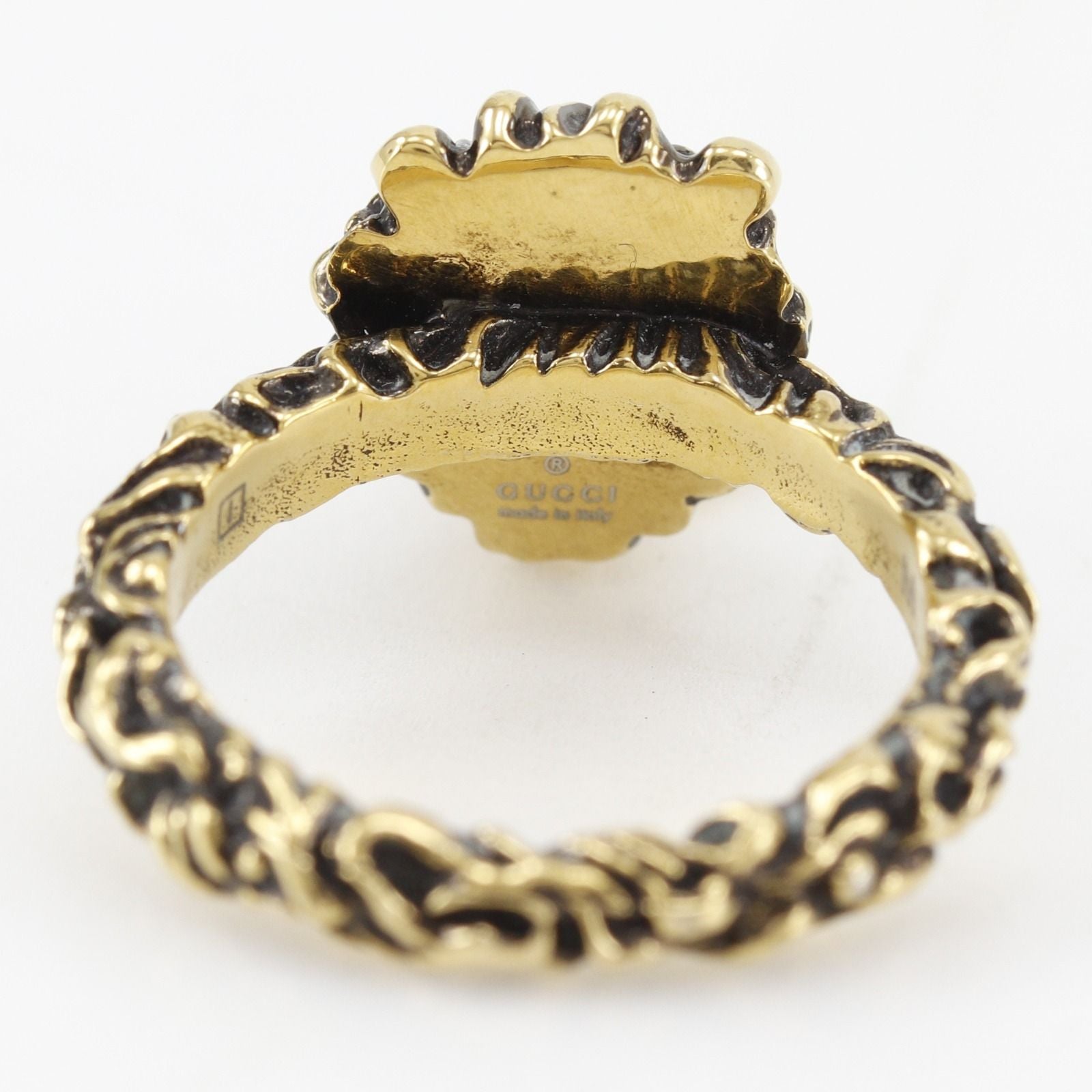 Gucci Lion Head Heart Gold Plated Ring — view 4