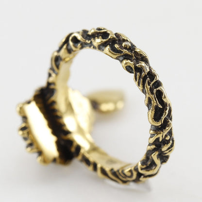 Gucci Lion Head Heart Gold Plated Ring — view 3