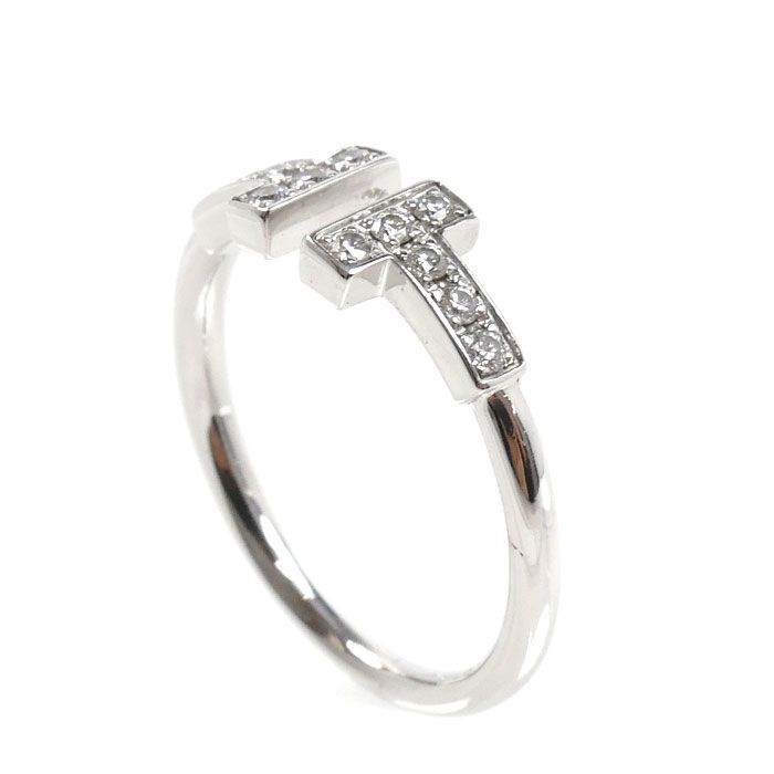 Tiffany & Co 18k White Gold T Wire Ring Diamond — view 2
