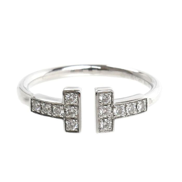 Tiffany & Co 18k White Gold T Wire Ring Diamond — view 3