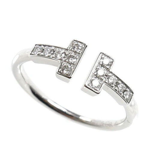 Tiffany & Co 18k White Gold T Wire Ring Diamond