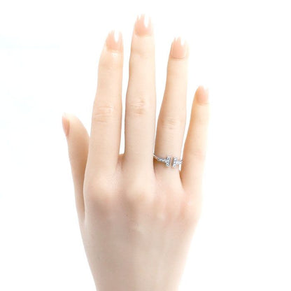 Tiffany & Co 18k White Gold T Wire Ring Diamond — view 7