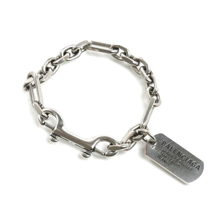 Balenciaga Brass Tags Carabiner Bracelet 22.5 cm