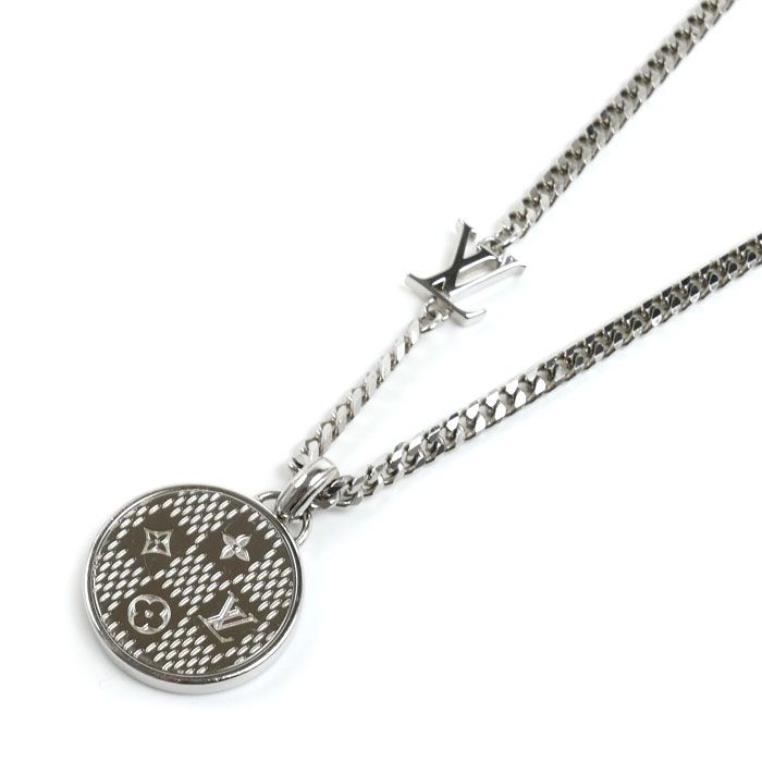 Louis Vuitton Metal Damier Ste Pull Necklace 45 50 55 cm