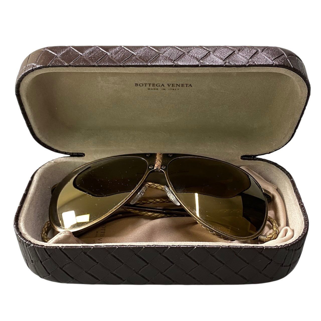 Bottega Veneta Benneta BV 61 Vintage Wash Aviator Sunglasses Gold Intrecciato — view 7