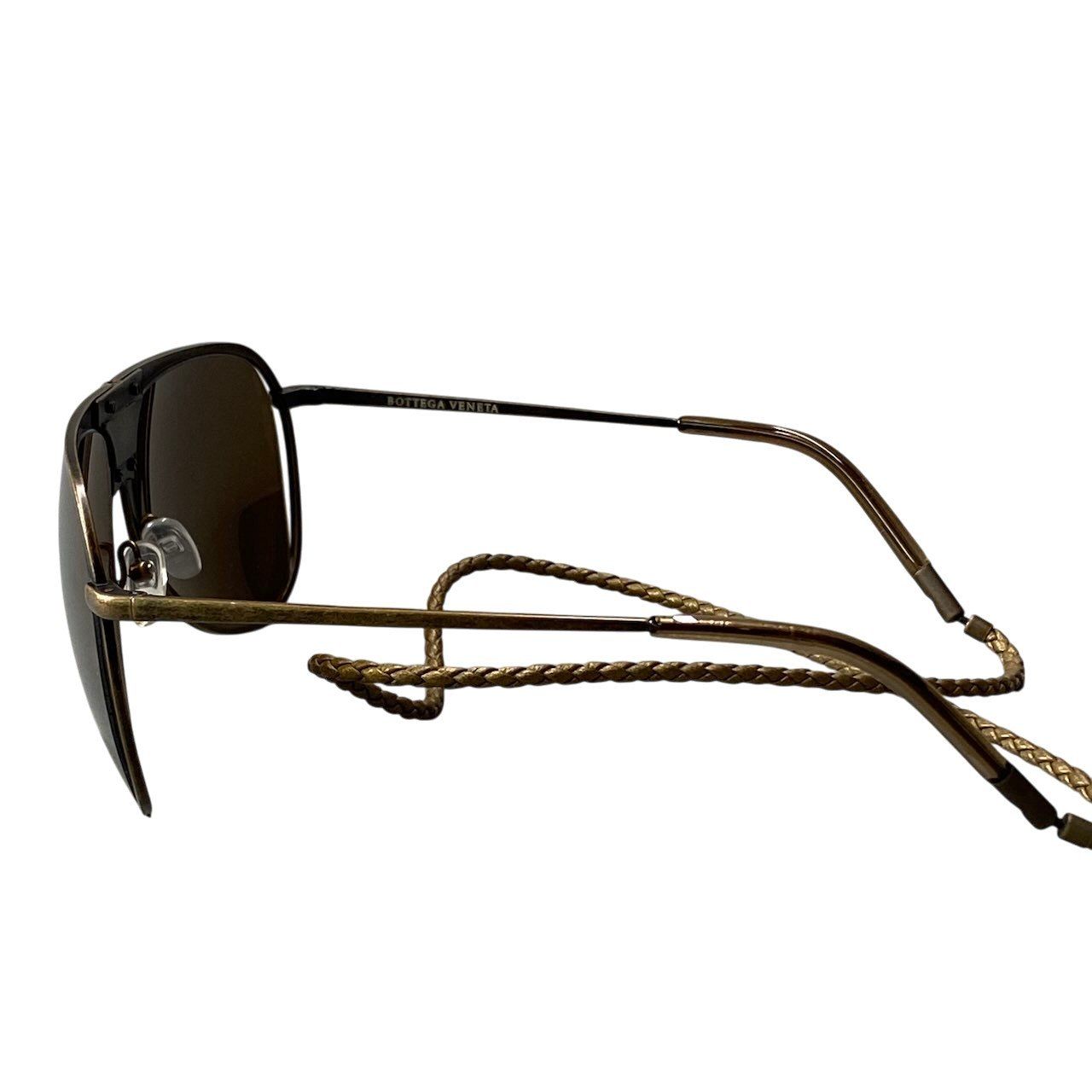 Bottega Veneta Benneta BV 61 Vintage Wash Aviator Sunglasses Gold Intrecciato — view 3