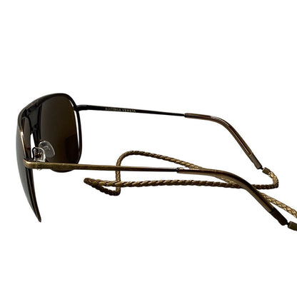 Bottega Veneta Benneta BV 61 Vintage Wash Aviator Sunglasses Gold Intrecciato — view 3