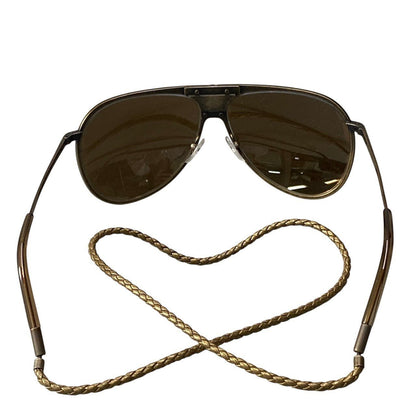 Bottega Veneta Benneta BV 61 Vintage Wash Aviator Sunglasses Gold Intrecciato — view 5