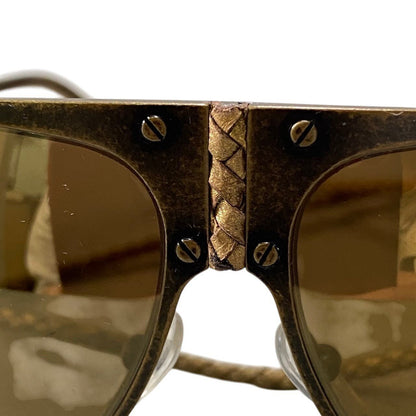 Bottega Veneta Benneta BV 61 Vintage Wash Aviator Sunglasses Gold Intrecciato — view 8