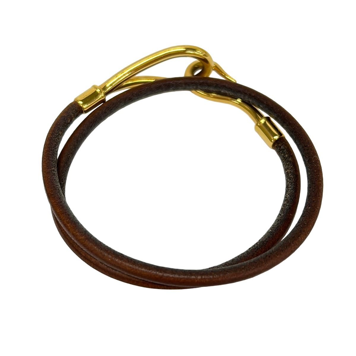 Hermes Bracelet Jumbo Leather Dark Brown Gold 2 Rows — view 4