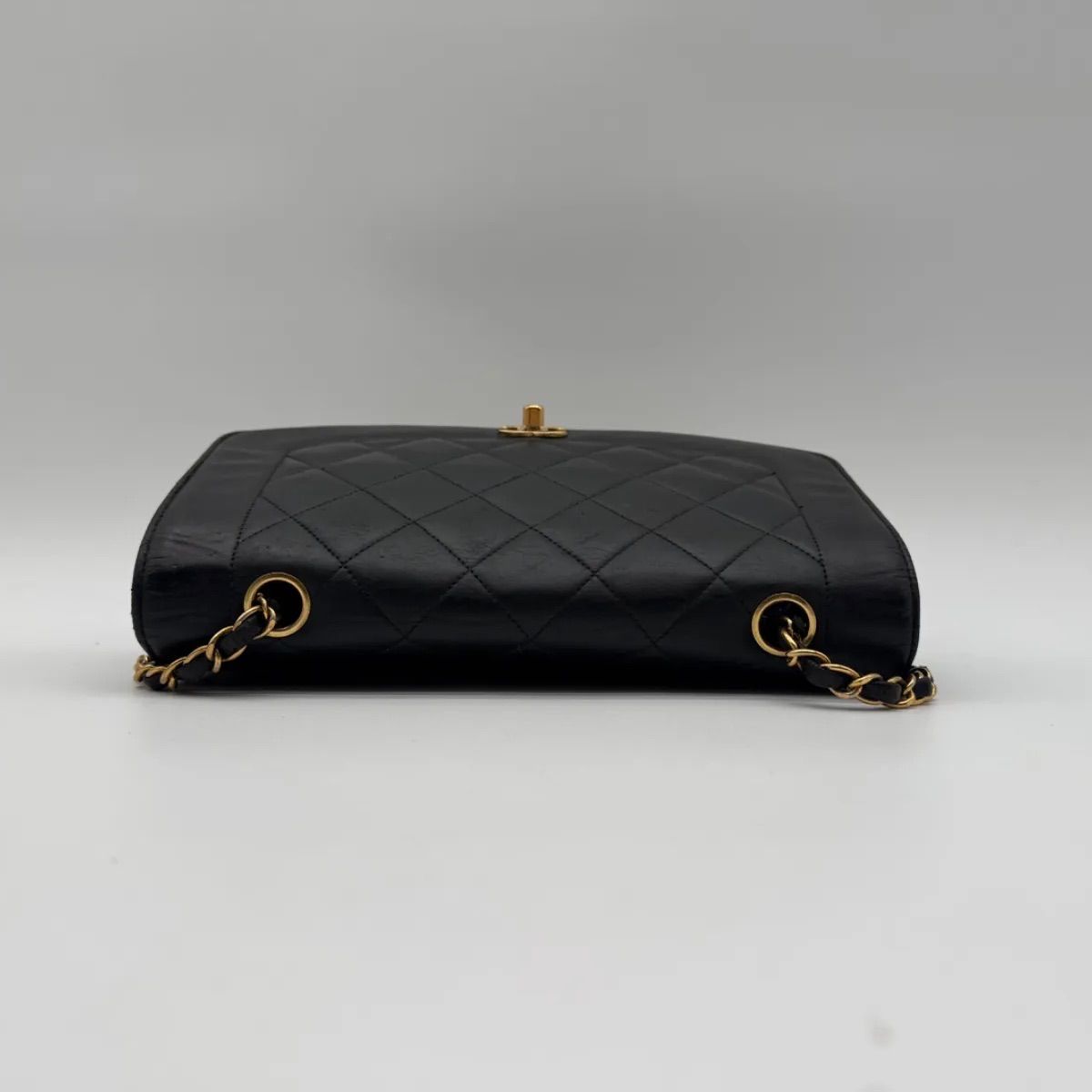 Chanel Large Shoulder Bag Diana Quilted CC Logo Turnlock Gold Chain — view 5
