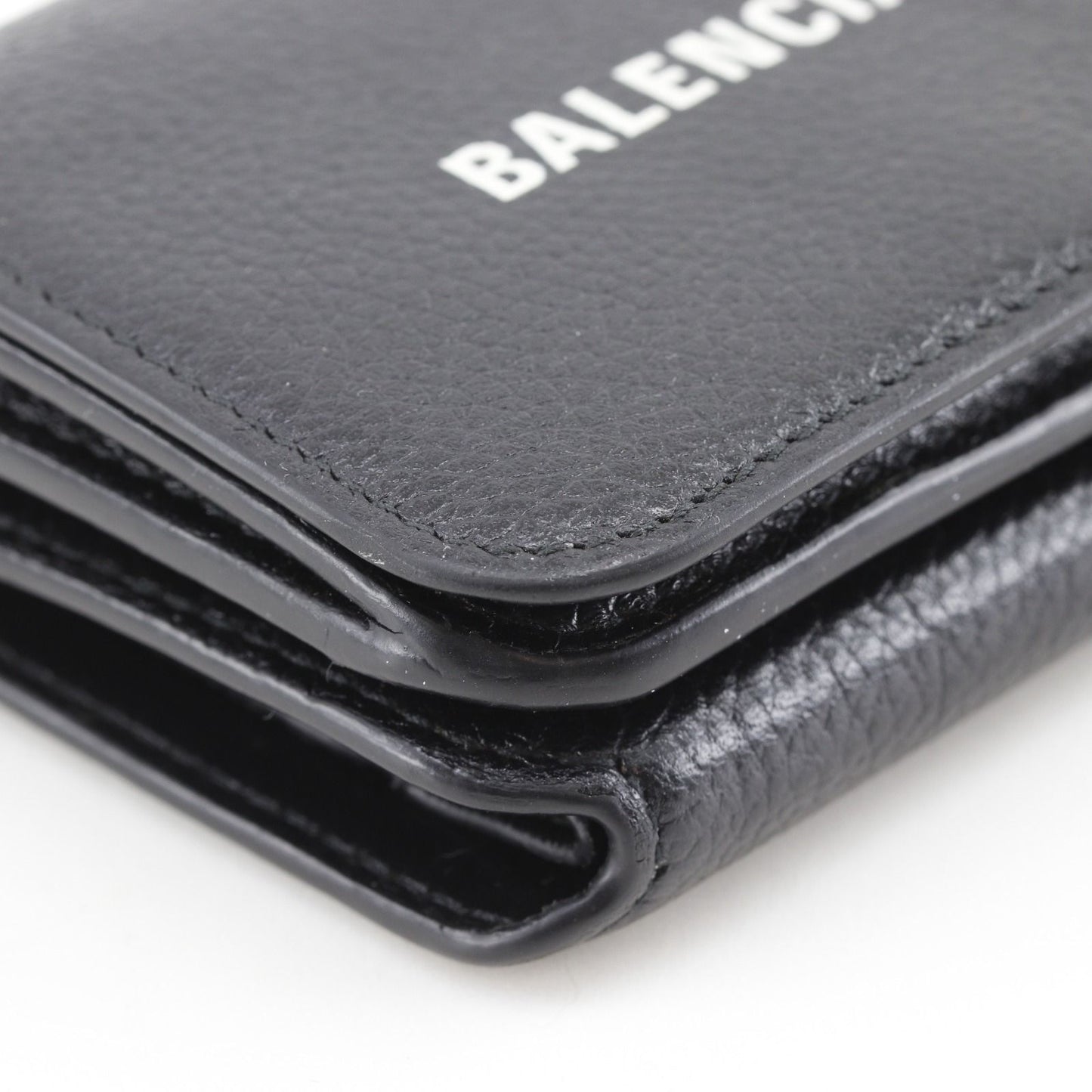 Balenciaga Cash Mini Leather Black Trifold Wallet — view 4